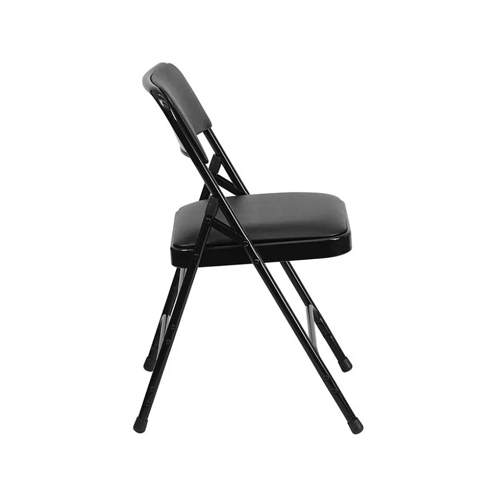 Flash Furniture HERCULES™ Curved Triple Braced Vinyl Armless Folding Chair, Black, 12/Pack (12HAMC309AVBK)
