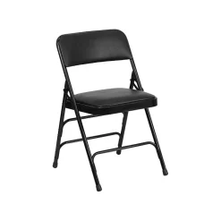 Flash Furniture HERCULES™ Curved Triple Braced Vinyl Armless Folding Chair, Black, 12/Pack (12HAMC309AVBK)