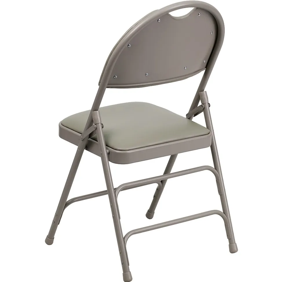 Flash Furniture HERCULES™ Triple Braced Vinyl Armless Folding Chair, Gray, 4/Pack (4HAMC705AV3GY)
