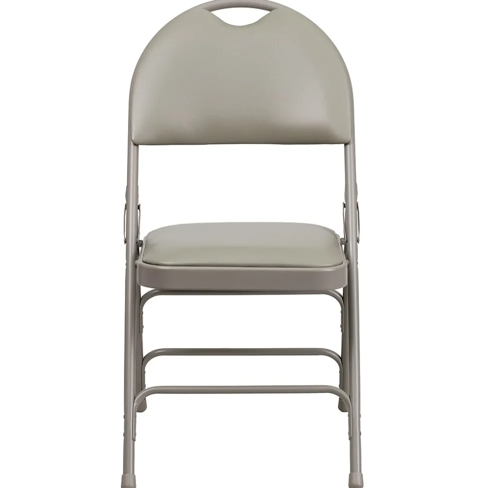 Flash Furniture HERCULES™ Triple Braced Vinyl Armless Folding Chair, Gray, 4/Pack (4HAMC705AV3GY)