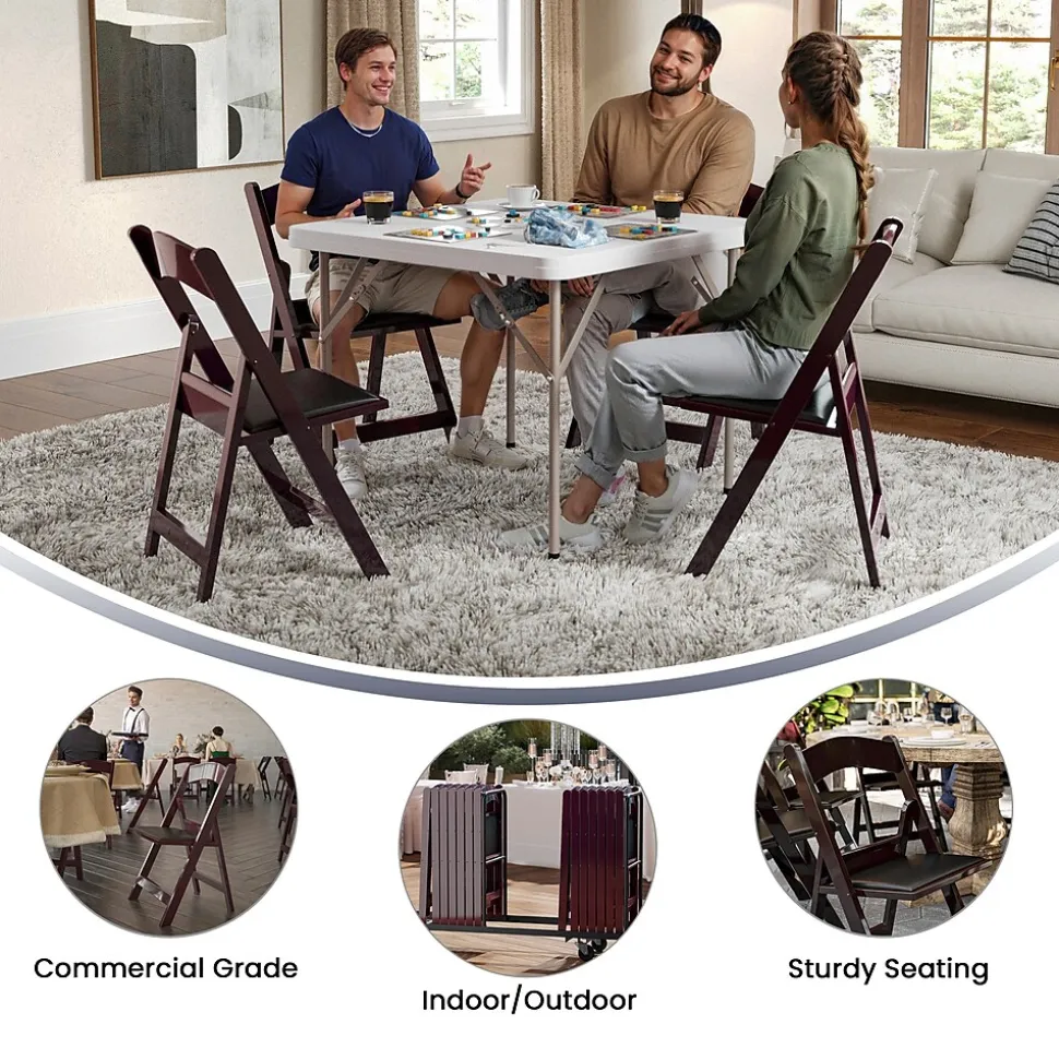 Flash Furniture HERCULES™ Vinyl Armless Folding Chair, Red Mahogany, 4/Pack