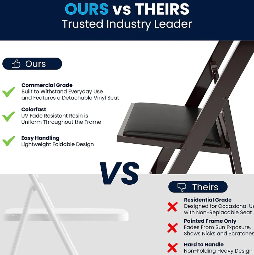 Flash Furniture HERCULES™ Vinyl Armless Folding Chair, Red Mahogany, 4/Pack