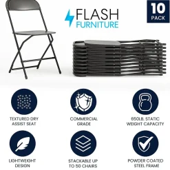 Flash Furniture HERCULES Plastic Student/School Chairs, Black, 10/Pack (LE-L-3-BK-GG)