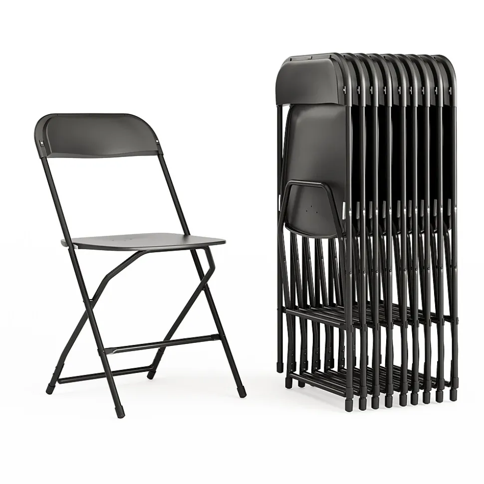 Flash Furniture HERCULES™ Plastic Armless Folding Chair, Black, 60/Pack