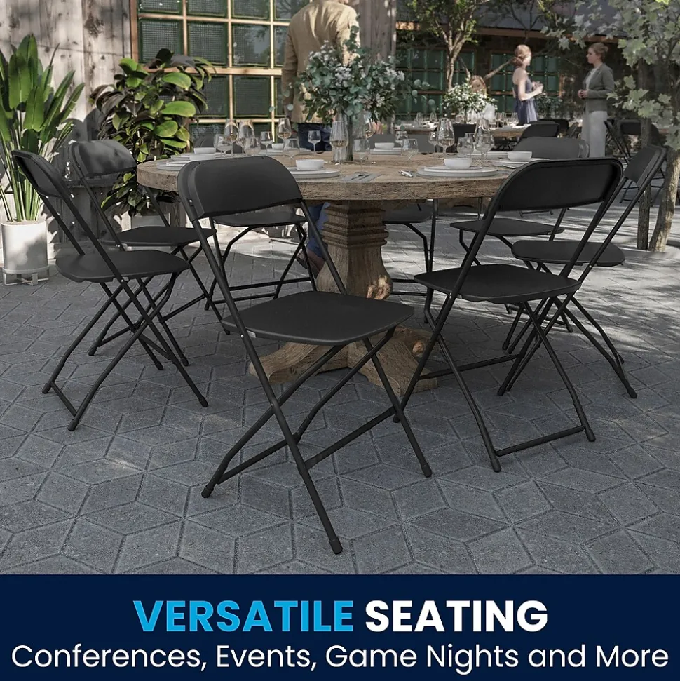 Flash Furniture HERCULES™ Plastic Armless Folding Chair, Black, 60/Pack