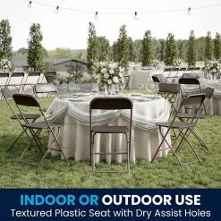 Flash Furniture HERCULES™ Plastic Armless Folding Chair, Premium Brown, 4/Pack