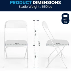 Flash Furniture HERCULES™ Plastic Armless Folding Chair, Premium White, 32/Pack