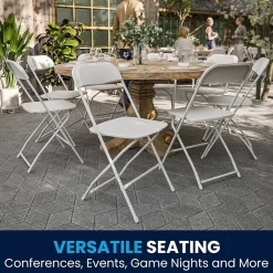 Flash Furniture HERCULES™ Plastic Armless Folding Chair, Premium White, 52/Pack