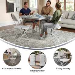 Flash Furniture HERCULES™ Plastic Armless Folding Chair With Fan Back, White, 40/Pack (40LEL4WHITE)