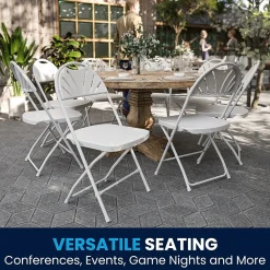 Flash Furniture HERCULES™ Plastic Armless Folding Chair With Fan Back, White, 40/Pack (40LEL4WHITE)