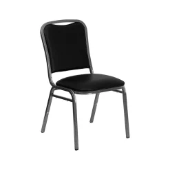 Flash Furniture HERCULES™ Vinyl Silver Vein Frame Banquet Chair, Black, 10/Pack