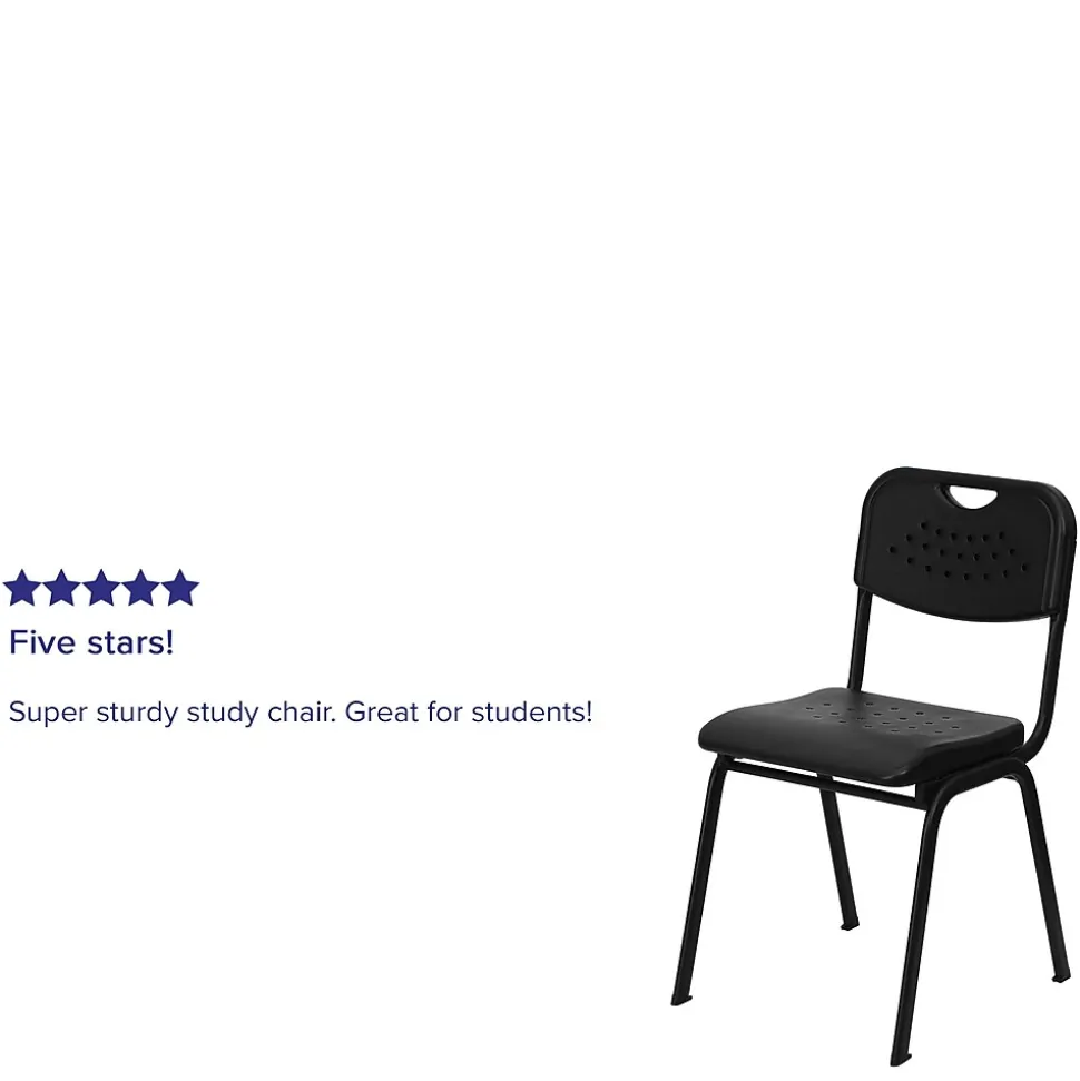 Flash Furniture HERCULES Series Plastic Stack Chair with Open Back, Black (RUTGK01BK)