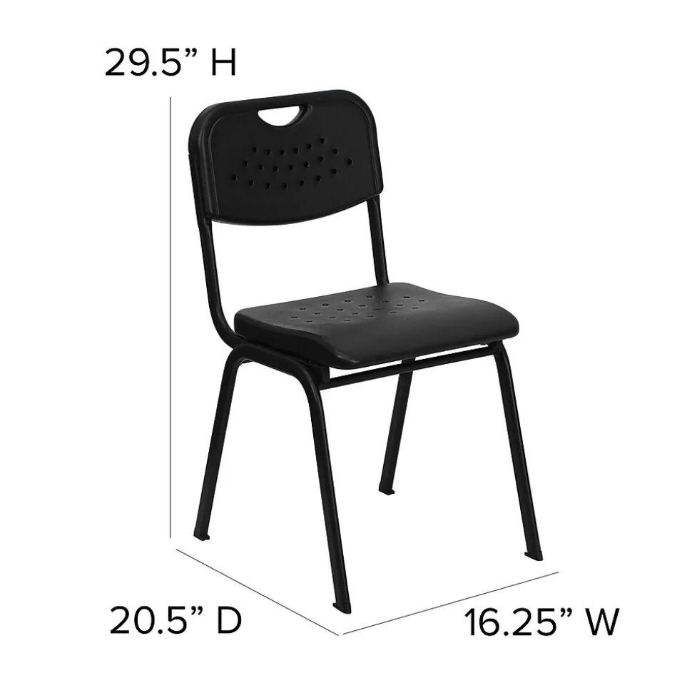 Flash Furniture HERCULES Series Plastic Stack Chair with Open Back, Black (RUTGK01BK)
