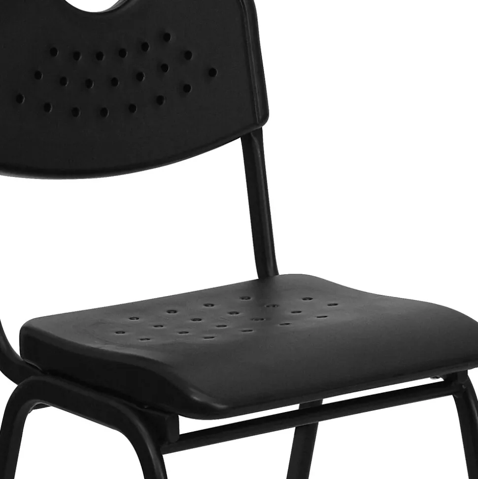 Flash Furniture HERCULES Series Plastic Stack Chair with Open Back, Black (RUTGK01BK)