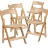 Flash Furniture HERCULES™ Wood Armless Folding Chair, Natural, 4/Pack (4XF2903NATURAL)