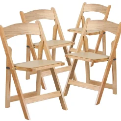 Flash Furniture HERCULES™ Wood Armless Folding Chair, Natural, 4/Pack (4XF2903NATURAL)