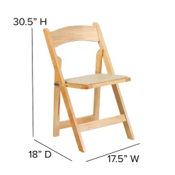 Flash Furniture HERCULES™ Wood Armless Folding Chair, Natural, 4/Pack (4XF2903NATURAL)