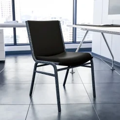 Flash Furniture HERCULES Series Vinyl Stack Chair, Black (XU60153BKVYL)
