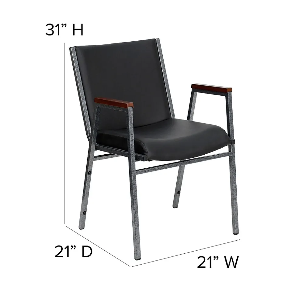 Flash Furniture HERCULES Series Vinyl Stack Chair with Arms, Black (XU60154BKVYL)