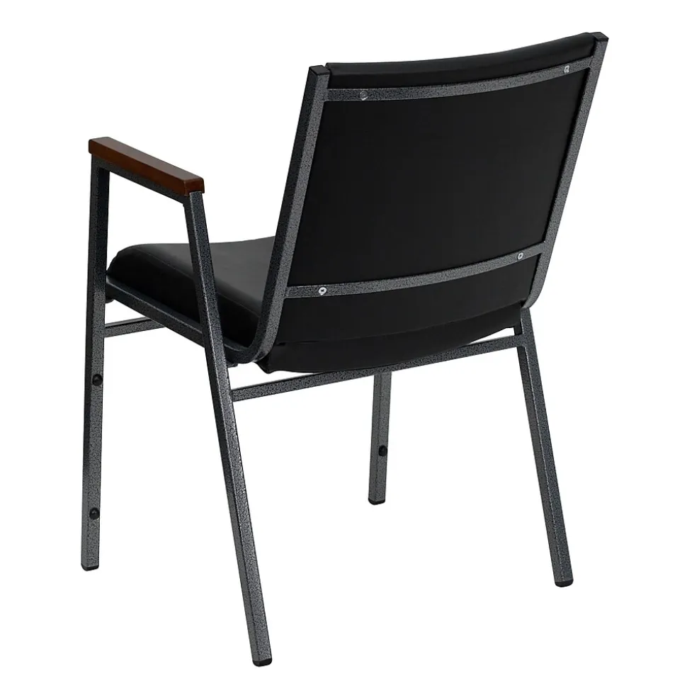 Flash Furniture HERCULES Series Vinyl Stack Chair with Arms, Black (XU60154BKVYL)