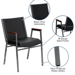 Flash Furniture HERCULES Series Vinyl Stack Chair with Arms, Black (XU60154BKVYL)