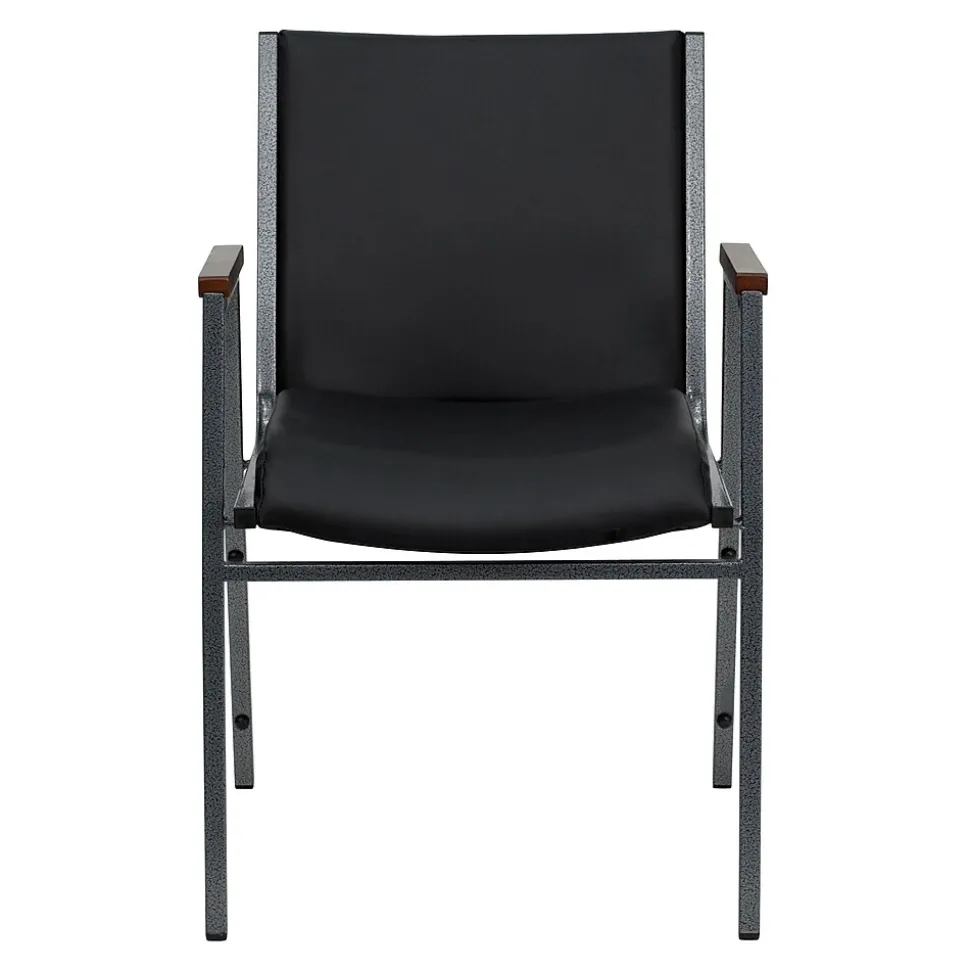 Flash Furniture HERCULES Series Vinyl Stack Chair with Arms, Black (XU60154BKVYL)
