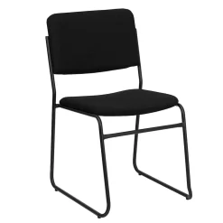 Flash Furniture HERCULES Series Fabric Stacking Chair with Sled Base, Black (XU8700BLKB30)