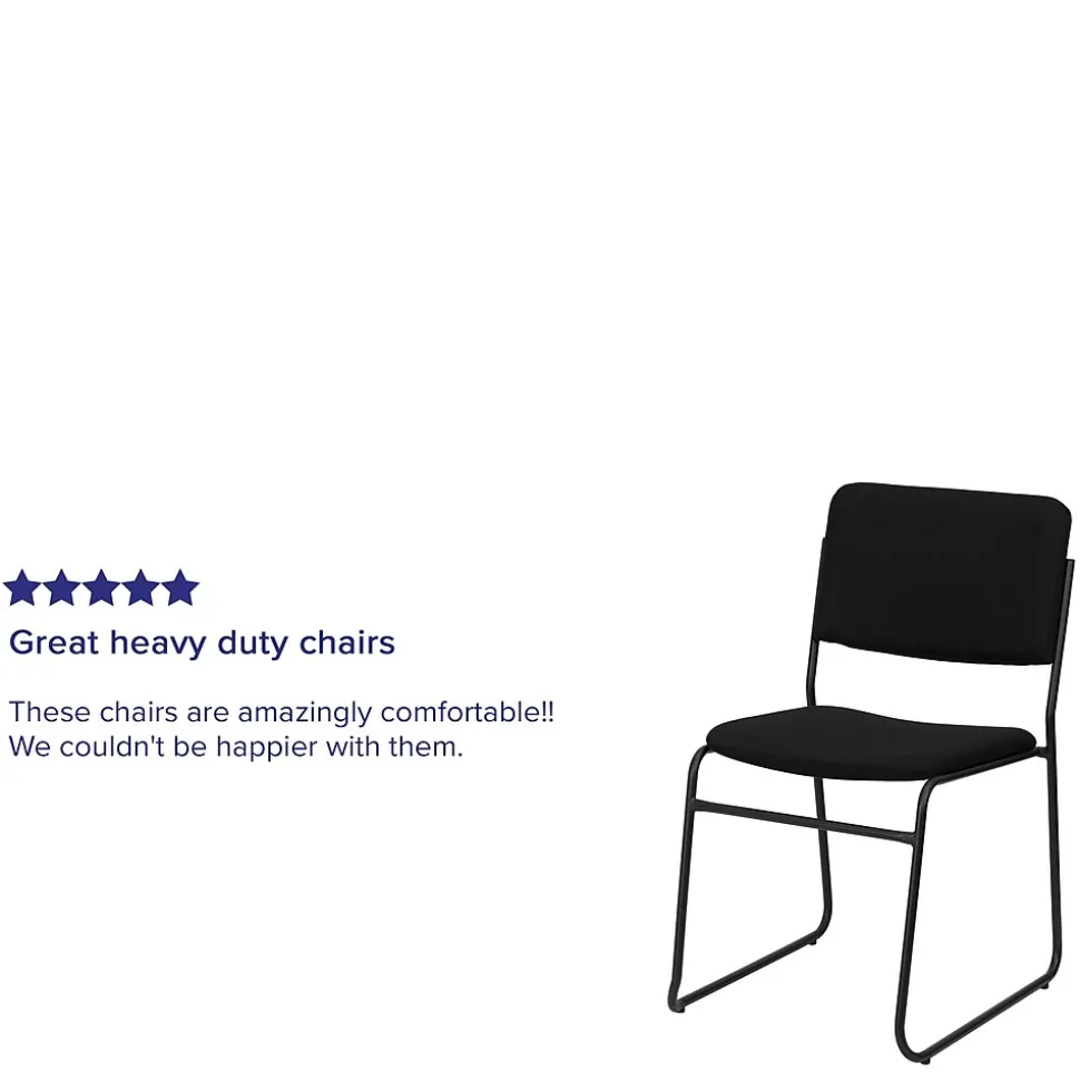 Flash Furniture HERCULES Series Fabric Stacking Chair with Sled Base, Black (XU8700BLKB30)