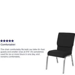 Flash Furniture HERCULES Series Fabric Stacking Church Chair, Black/Silver Vein Frame (XUCH60096BKSV)