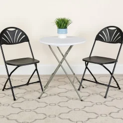 Flash Furniture HERCULES Series 800 lb. Capacity Plastic Fan Back Folding Chair 8/Pack (8LEL4BK)