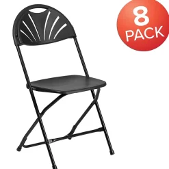 Flash Furniture HERCULES Series 800 lb. Capacity Plastic Fan Back Folding Chair 8/Pack (8LEL4BK)