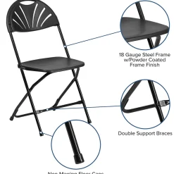 Flash Furniture HERCULES Series 800 lb. Capacity Plastic Fan Back Folding Chair 8/Pack (8LEL4BK)