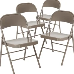 Flash Furniture HERCULES Series Metal Folding Chair, Gray, 4/Pk (4BDF002GY)