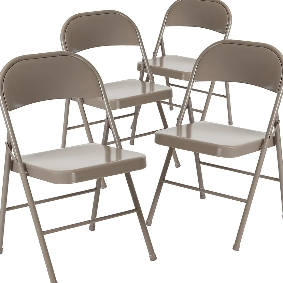 Flash Furniture HERCULES Series Metal Folding Chair, Gray, 4/Pk (4BDF002GY)