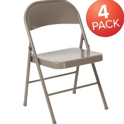Flash Furniture HERCULES Series Metal Folding Chair, Gray, 4/Pk (4BDF002GY)