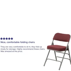 Flash Furniture HERCULES Series Fabric Folding Chair, Burgundy, 2/Pack (2AWMC320AFBG)