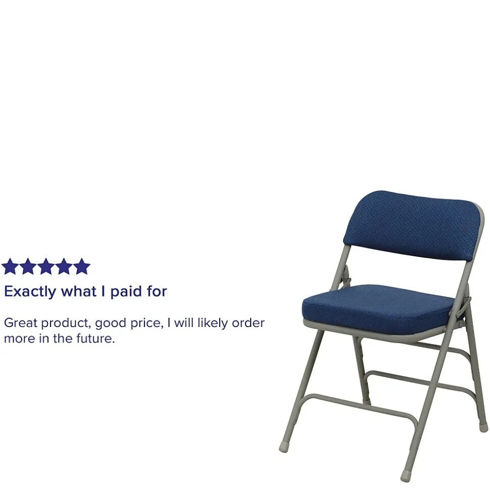 Flash Furniture HERCULES Series Fabric Folding Chair, Navy, 2/Pack (2HAMC320AFNVY)