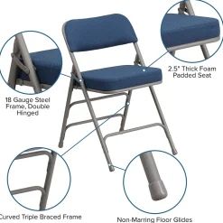 Flash Furniture HERCULES Series Fabric Folding Chair, Navy, 2/Pack (2AWMC320AFNVY)