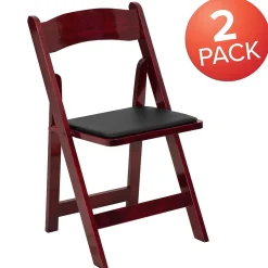 Flash Furniture HERCULES Series Wood Folding Chair, Mahogany/Black, 2/Pack (2XF2903MAHWOOD)