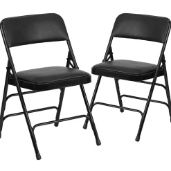 Flash Furniture HERCULES Series Vinyl Folding Chair, Black, 2/Pack (2HAMC309AVBK)