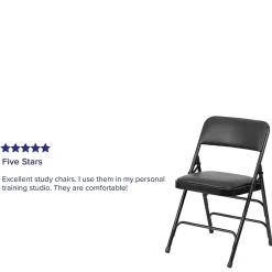 Flash Furniture HERCULES Series Vinyl Folding Chair, Black, 2/Pack (2HAMC309AVBK)