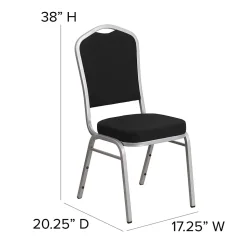 Flash Furniture HERCULES Series Fabric Banquet Stacking Chair, Black/Silver Frame, 4 Pack (4FDC01S11)