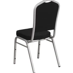 Flash Furniture HERCULES Series Fabric Banquet Stacking Chair, Black/Silver Frame, 4 Pack (4FDC01S11)
