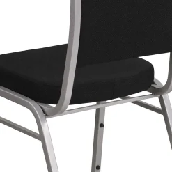 Flash Furniture HERCULES Series Fabric Banquet Stacking Chair, Black/Silver Frame, 4 Pack (4FDC01S11)