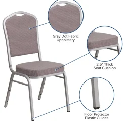 Flash Furniture HERCULES Series Fabric Stacking Banquet Chair, Gray Dot/Silver Frame (FDC01S6)
