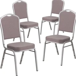 Flash Furniture HERCULES Series Fabric Banquet Stacking Chair, Gray Dot/Silver Frame, 4 Pack (4FDC01S6)