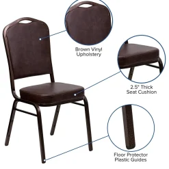 Flash Furniture HERCULES Series Vinyl Banquet Stacking Chair, Brown/Copper Vein Frame, 4 Pack (4FDC01CPRBRNVY)