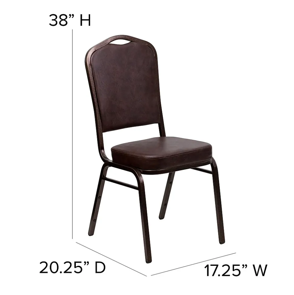 Flash Furniture HERCULES Series Vinyl Banquet Stacking Chair, Brown/Copper Vein Frame, 4 Pack (4FDC01CPRBRNVY)
