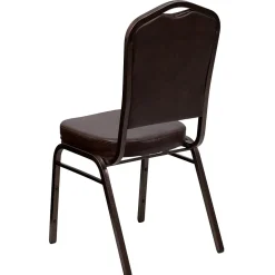 Flash Furniture HERCULES Series Vinyl Banquet Stacking Chair, Brown/Copper Vein Frame, 4 Pack (4FDC01CPRBRNVY)
