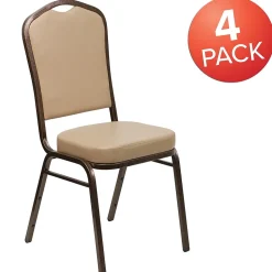 Flash Furniture HERCULES Series Vinyl Banquet Stacking Chair, Tan/Copper Vein Frame, 4 Pack (4FDC01CPRTN)